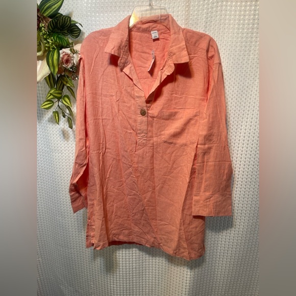 Old Navy Tops - Old Navy Women’s Linen Blend Long Sleeve Blouse – Size Large – New With Tags